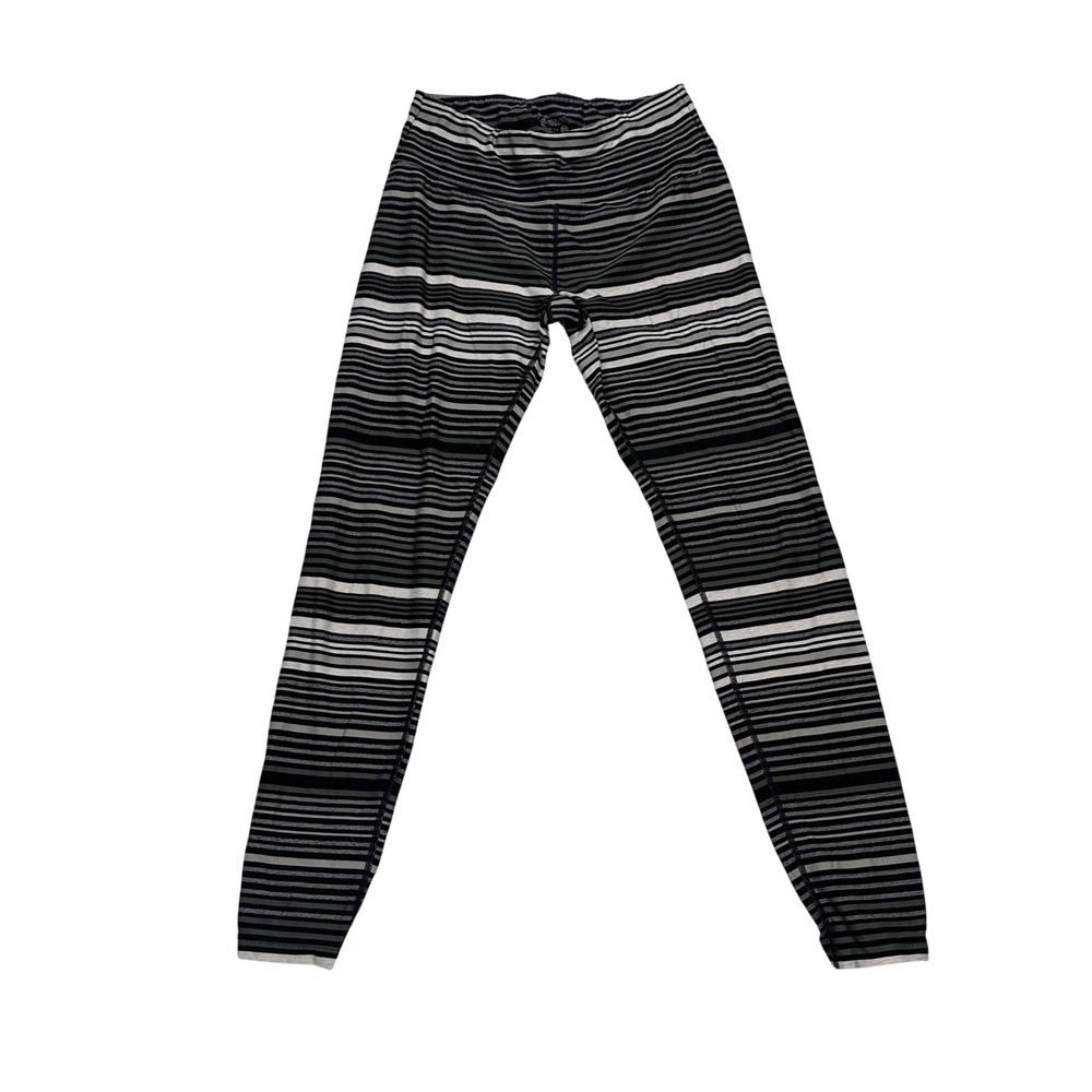 Calvin Klein Performance Striped Wicking Ruched Ankle Leggings Black Gray S